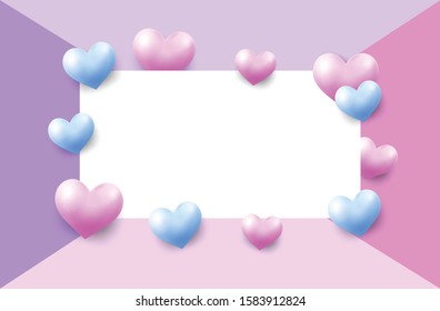 Happy Valentine's Day banner template. Vector illustration with breathtaking images on a pink background. Creative Concept Design Celebration Valentines Day. Space copy text Area.