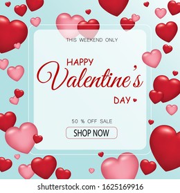Happy Valentine's Day banner template. Valentines day sale.