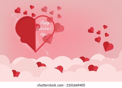 Happy valentines day banner template. simple clip art vector illustration