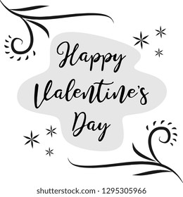 happy valentine's day banner typography ornament black and white colors vector illustration