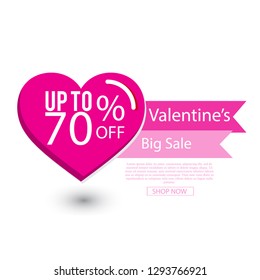 Happy Valentines Day Banner. Vector illustration 