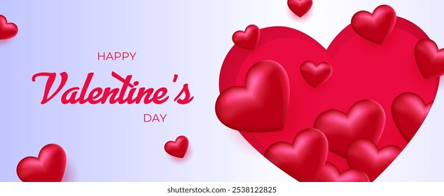 Happy Valentine's day banner. Vector illustration. Romantic quote postcard, card, invitation, banner template.