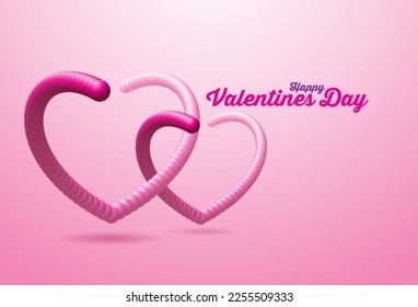 Happy Valentine's Day. banner for the website. Romantic background with realistic design elements in the shape of heart