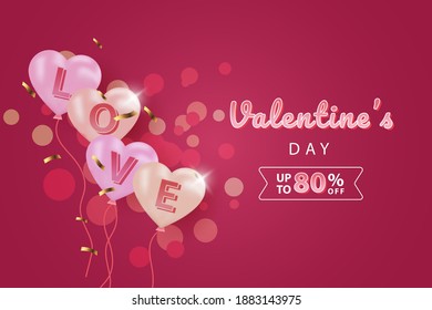 happy valentine's day banners sale promotion and discount, paper cut style with editable text effect. Premium Vector