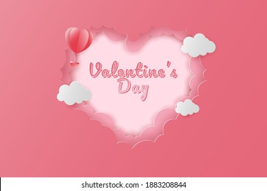 happy valentine's day banners sale promotion and discount, paper cut style with editable text effect. Premium Vector