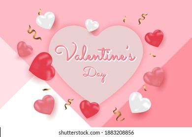 happy valentine's day banners sale promotion and discount, paper cut style with editable text effect. Premium Vector