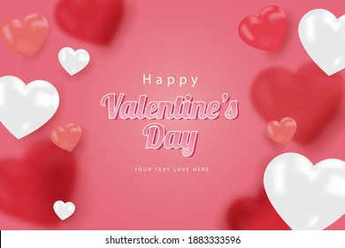 publicidad de venta y descuento de feliz día de San Valentín, estilo realista con efecto de texto editable. Vector Premium