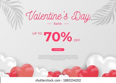 happy valentine's day banners sale promotion and discount, realistic style. Premium Vector