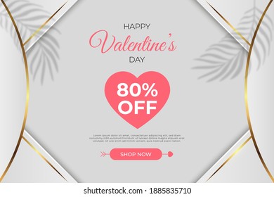 happy valentine's day banners sale promotion and discount, paper cut art style. Premium Vector