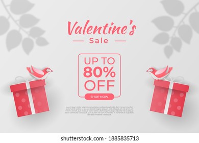 happy valentine's day banners sale promotion and discount, paper cut art style. Premium Vector