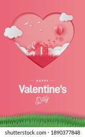 happy valentine's day banners sale promotion and discount, paper cut art style. Premium Vector