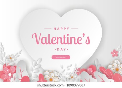 happy valentine's day banners sale promotion and discount, paper cut art style. Premium Vector