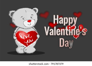 Happy Valentine's Day Bear and Heart