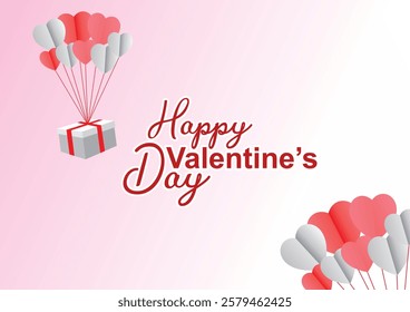 Happy Valentine's Day beautiful gift with love balloons and the beauty of the creator, pamphlets, greetings, posters