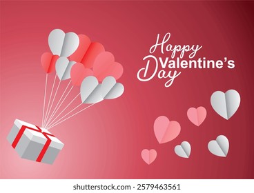 Happy Valentine's Day beautiful gift with love balloons and the beauty of the creator, pamphlets, greetings, posters