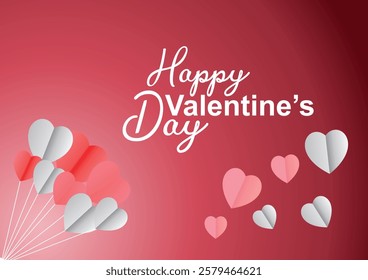 Happy Valentine's Day beautiful gift with love balloons and the beauty of the creator, pamphlets, greetings, posters