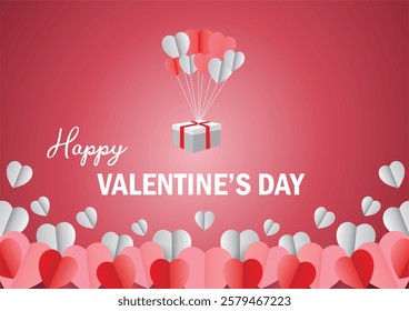 Happy Valentine's Day beautiful gift with love balloons and the beauty of the creator, pamphlets, greetings, posters