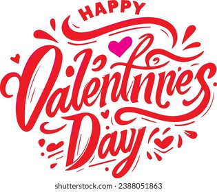 Happy Valentine's Day beautiful handwritten lettering. Black typography line text with isolated on white background.