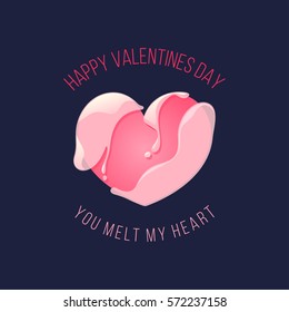 Happy Valentine's Day Beautiful Heart Banner Isolated Vector Illustration with Melt Effect on Dark Background great for Poster, Page, Web, Invitation, Postcard, Ads
