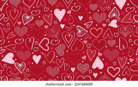 Happy Valentine's Day. Beautiful seamless pattern with herts. Vector illustration.