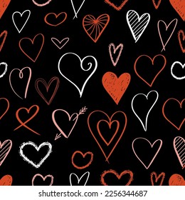 Happy Valentine's Day. Beautiful seamless pattern with herts. Vector illustration.