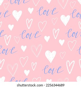 Happy Valentine's Day. Beautiful seamless pattern with herts. Vector illustration.