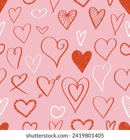 Happy Valentine's Day. Beautiful seamless pattern with herts. Vector illustration.