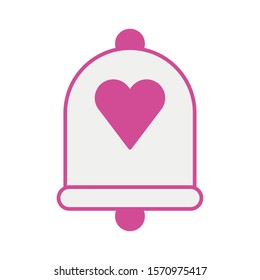 happy valentines day bell with heart icon vector illustration design