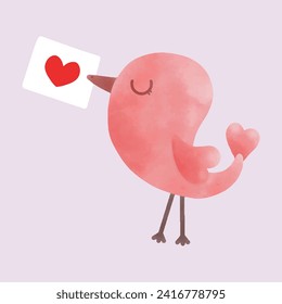 happy valentine's day bird isolated vector illustration