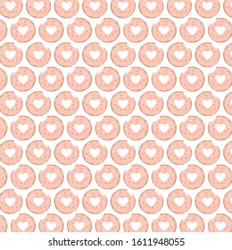 happy valentines day bite sweet donut heart love vector illustration