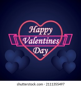 Happy valentines day in black background with hearts