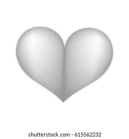 Happy Valentine's Day. black heart of point with shadow. abstract love symbol. white background. stipple effect. vector illustration