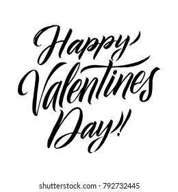 Happy Valentines Day Black Lettering White background. Greeting Card.