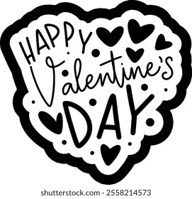 happy valentines day black vector graphic design and cut file