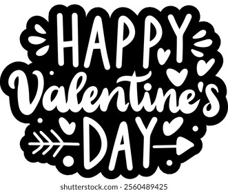 happy valentines day black vector graphic design and cut file