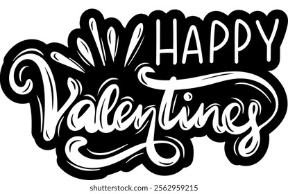 happy valentines day black vector graphic design and cut file