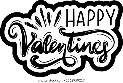 happy valentines day black vector graphic design and cut file