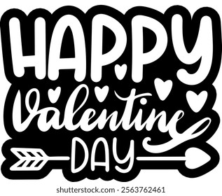 happy valentines day black vector graphic design and cut file