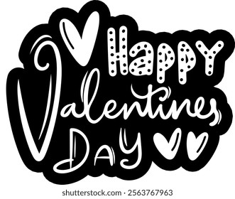 happy valentines day black vector graphic design and cut file