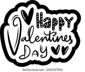 happy valentines day black vector graphic design and cut file