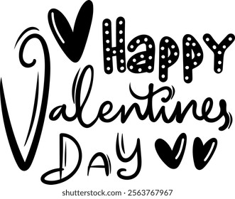 happy valentines day black vector graphic design and cut file