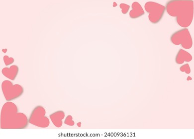 Feliz Día de San Valentín en segundo plano con corazones de fondo rosado. Ilustración vectorial.