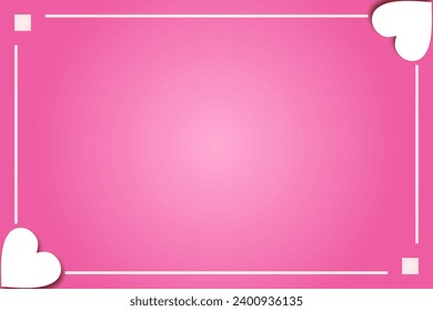 Happy Valentine's day blank background with hearts on pink background. Vector illustration.