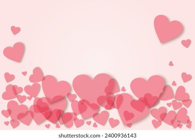 Happy Valentine's day blank background with hearts on pink background. Vector illustration.