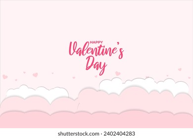 Happy Valentine's day blank background with hearts on pink background. Vector illustration.