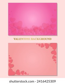 Happy Valentine's day blank background with hearts on pink background. Vector illustration.