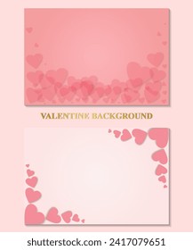 Happy Valentine's day blank background with hearts on pink background. Vector illustration.