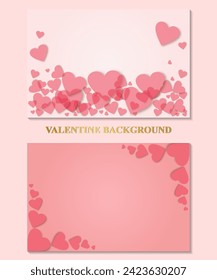 Happy Valentine's day blank background with hearts on pink background. Vector illustration.