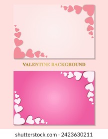 Happy Valentine's day blank background with hearts on pink background. Vector illustration.