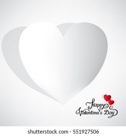 Happy valentines day with blank white paper heart